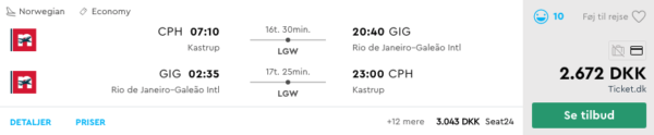 Billige flybilletter til Rio De Janeiro